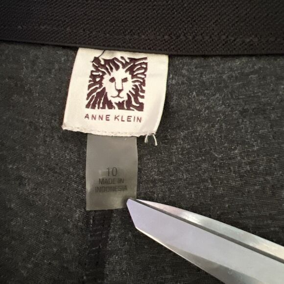 Anne Klein Pants Womens 10 Black Geometric Ponte Knit Pull On Ankle Career Work - Picture 6 of 12